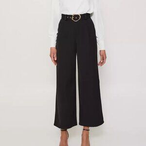 House of Harlow 1960 NEW Black Linen Blend Wide Leg Belt With Bucle Pants Sz 10